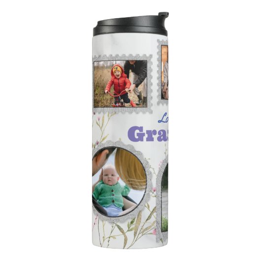 カスタマイズ写真コラージュと思い出に残る引用文 タンブラー (回転左)