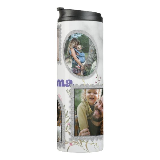 カスタマイズ写真コラージュと思い出に残る引用文 タンブラー (回転右)