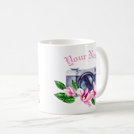 カスタマイズ写真家の名前贈与 コーヒーマグカップ (正面右)