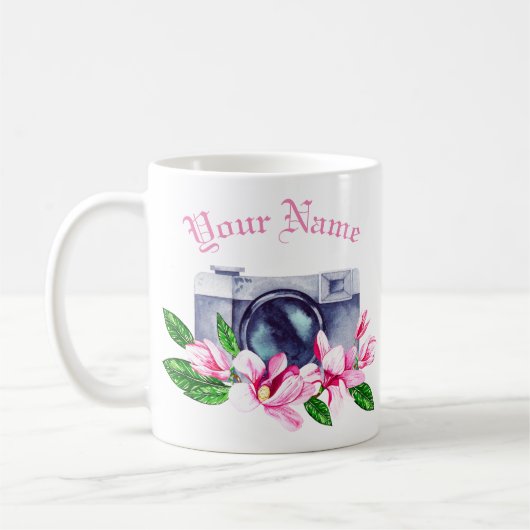 カスタマイズ写真家の名前贈与 コーヒーマグカップ (左)