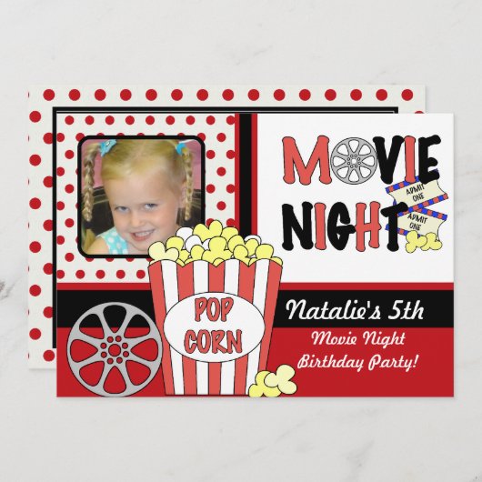 カスタマイズ写真映画誕生日の招待状 招待状 (正面/裏面)