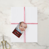 カスタマイズ写真+赤タータンチェック ギフトタグ (より糸付き)