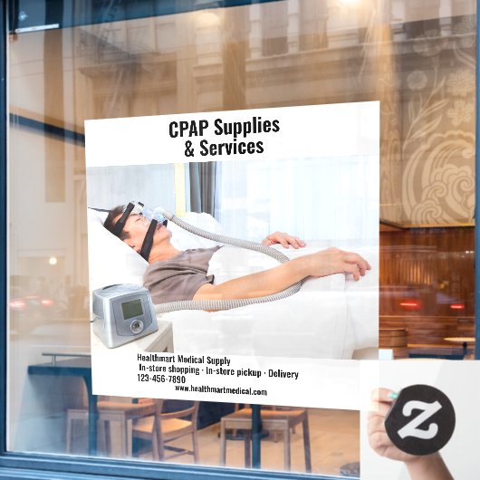カスタマイズ医療用品店CPAP用品 ウィンドウサイン (カフェ窓)
