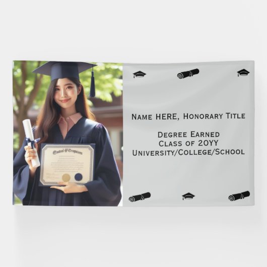 カスタマイズ卒業写真、卒業証書、キャップテンプレート 横断幕 (横)