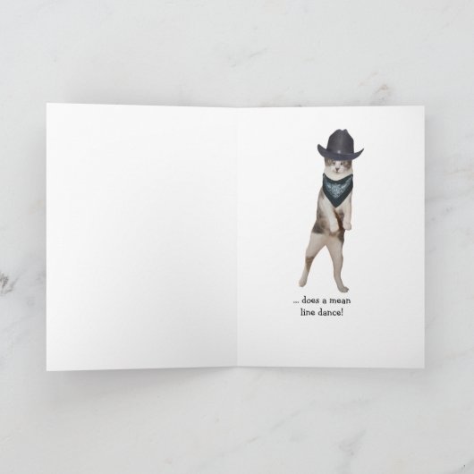 カスタマイズ可おもしろい能な猫のご主人の記念日 カード (内部)