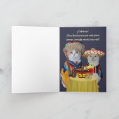 カスタマイズ可おもしろい能な猫のシンコ・デ・マヨ カード (内部)