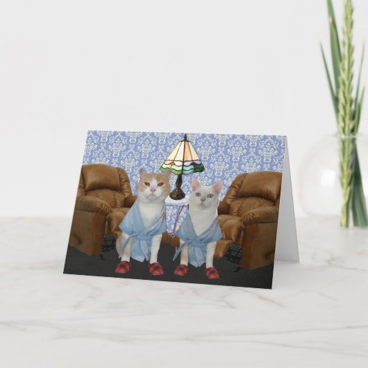 カスタマイズ可おもしろい能な猫の記念日 カード (正面)