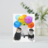 カスタマイズ可おもしろい能な猫アートパーティの招待状 招待状 (スタンド正面)