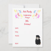 カスタマイズ可おもしろい能な猫アートパーティの招待状 招待状 (裏面)