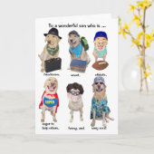 カスタマイズ可おもしろい能な男性の関係者 カード (黄色い花)