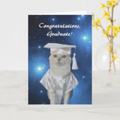 カスタマイズ可かわいらし能な猫の女性卒業 カード (黄色い花)