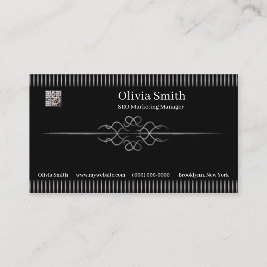 カスタマイズ可エレガント能な黒2 名刺 (正面)