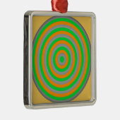 カスタマイズ可カラフル能な同心円デザイン メタルオーナメント (右)