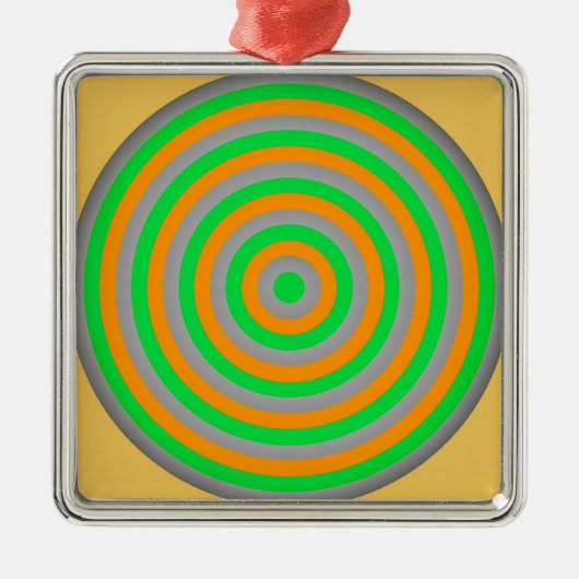 カスタマイズ可カラフル能な同心円デザイン メタルオーナメント (正面)