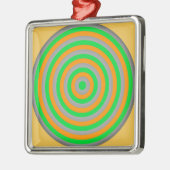 カスタマイズ可カラフル能な同心円デザイン メタルオーナメント (左)