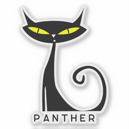 カスタマイズ可モダン能なミッドセンチュリー黒猫 シール (正面)