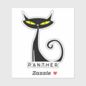 カスタマイズ可モダン能なミッドセンチュリー黒猫 シール (シート)