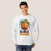 カスタマイズ可実在能な男性食べラーメン Tシャツ (正面フル)