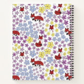 カスタマイズ可愛い赤いキツネカラフル花 ノートブック (裏面)