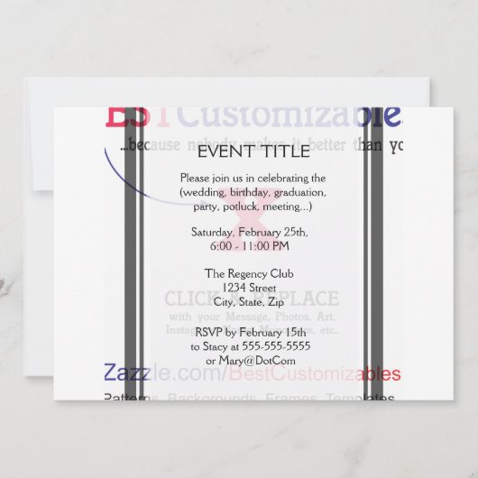 カスタマイズ可空白の能なギフトテンプレート 招待状 (正面)