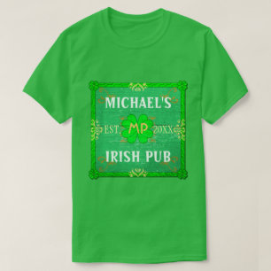 カスタマイズ可能あなたの一流のアイルランドのパブの緑 Tシャツ