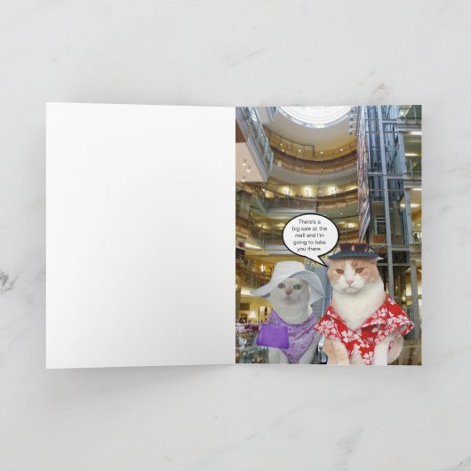 カスタマイズ可能おもしろいな妻用猫誕生日 カード (内部)