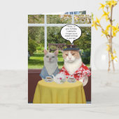 カスタマイズ可能おもしろいな妻用猫誕生日 カード (黄色い花)