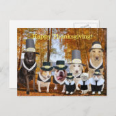 カスタマイズ可能でおもしろいな巡礼者は感謝祭のポストの後をつけます シーズンポストカード (正面/裏面)