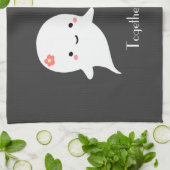 カスタマイズ可能でかわいい幽霊のカップル キッチンタオル (折り畳み)