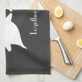 カスタマイズ可能でかわいい幽霊のカップル キッチンタオル (四つ折り)