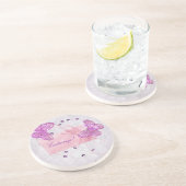 カスタマイズ可能でかわいらしいピンクの蝶コースター コースター (側面)