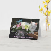 カスタマイズ可能でかわいらしい猫または花の誕生日 カード (黄色い花)
