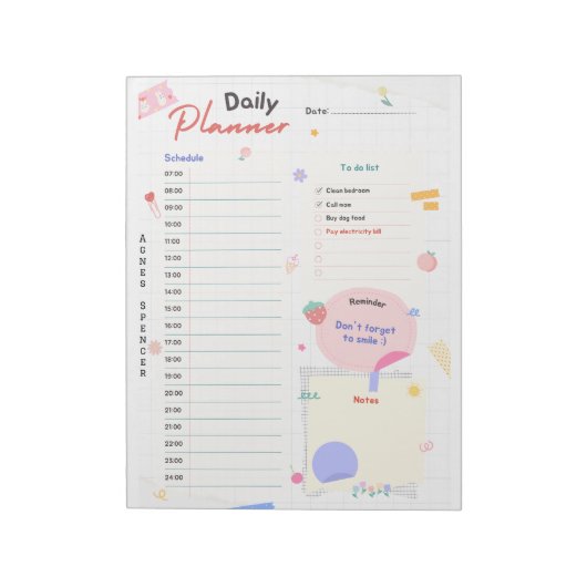 カスタマイズ可能でカラフル日常的なプランナーメモ帳 ノートパッド (回転)