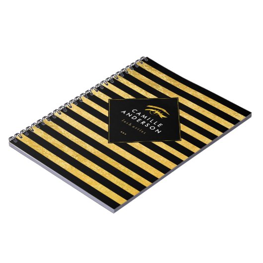 カスタマイズ可能でシックな金ゴールドのまつげの芸術家のノート ノートブック (左側)
