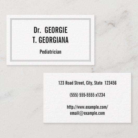 カスタマイズ可能でシンプルな小児科医の名刺 名刺 (正面/裏面)