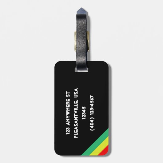 カスタマイズ可能でラスタストライプのな荷物のラベル ラゲッジタグ (裏面縦)