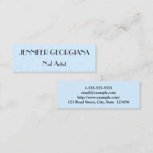 カスタマイズ可能で及び上品なネイルアーティストの名刺 スキニー名刺 (正面/裏面)
