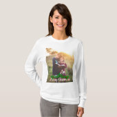カスタマイズ可能で大きい写真および文字のメリークリスマス Tシャツ (正面フル)