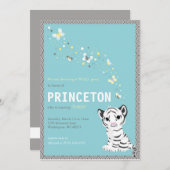 カスタマイズ可能で白いトラの誕生日の招待状 招待状 (正面/裏面)