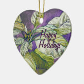 カスタマイズ可能で白いポインセチアのオーナメント セラミックオーナメント (左)