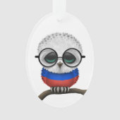 カスタマイズ可能で真面目でロシアのなベビーのフクロウの上品 オーナメント (正面)