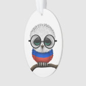 カスタマイズ可能で真面目でロシアのなベビーのフクロウの上品 オーナメント (正面)