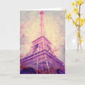 カスタマイズ可能で空白のなエッフェル塔の芸術の挨拶状 カード (黄色い花)