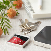 カスタマイズ可能で赤くおよび黒い卒業Keychain キーホルダー (側面)