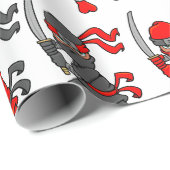 カスタマイズ可能で赤くおよび黒い忍者のデザイン ラッピングペーパー (ロールコーナー)