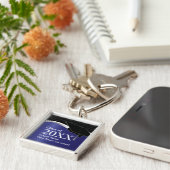 カスタマイズ可能で青および黒い卒業Keychain キーホルダー (側面)