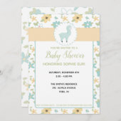 カスタマイズ可能で青く小さいラマのベビーシャワーの招待 招待状 (正面/裏面)