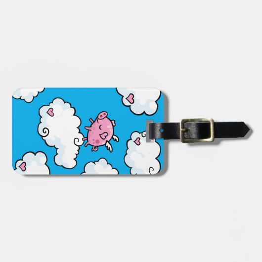 カスタマイズ可能で飛んでいるなブタの荷物のラベル ラゲッジタグ (正面横)