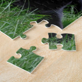 カスタマイズ可能で黒いラブラドル・レトリーバー犬 ジグソーパズル (側面)