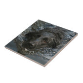 カスタマイズ可能で黒いラブラドル・レトリーバー犬 タイル (側面)